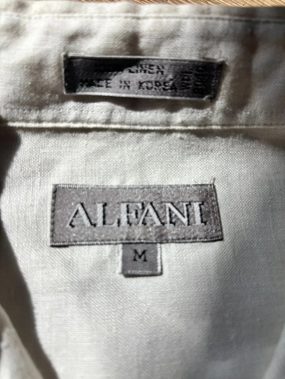 Alfani Men's 100% Linen Short Sleeve Button Down Shirt Cream Off-White Size M